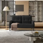 Modern 2 Seater Corduroy Sofa with Side Storage Pockets – Gray - Image 2