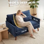 HOMCOM 2 Seater Loveseat Sofa – Blue Sofa with Spring Cushions - Image 4