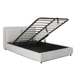 Upholstered Double Bed with Hydraulic Storage & Headboard – Beige Full-Size Bed, 210 x 159 x 90 cm - Image 8
