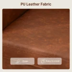 HOMCOM Faux Leather Marble-Effect Two-Seater Sofa - Brown - Image 10