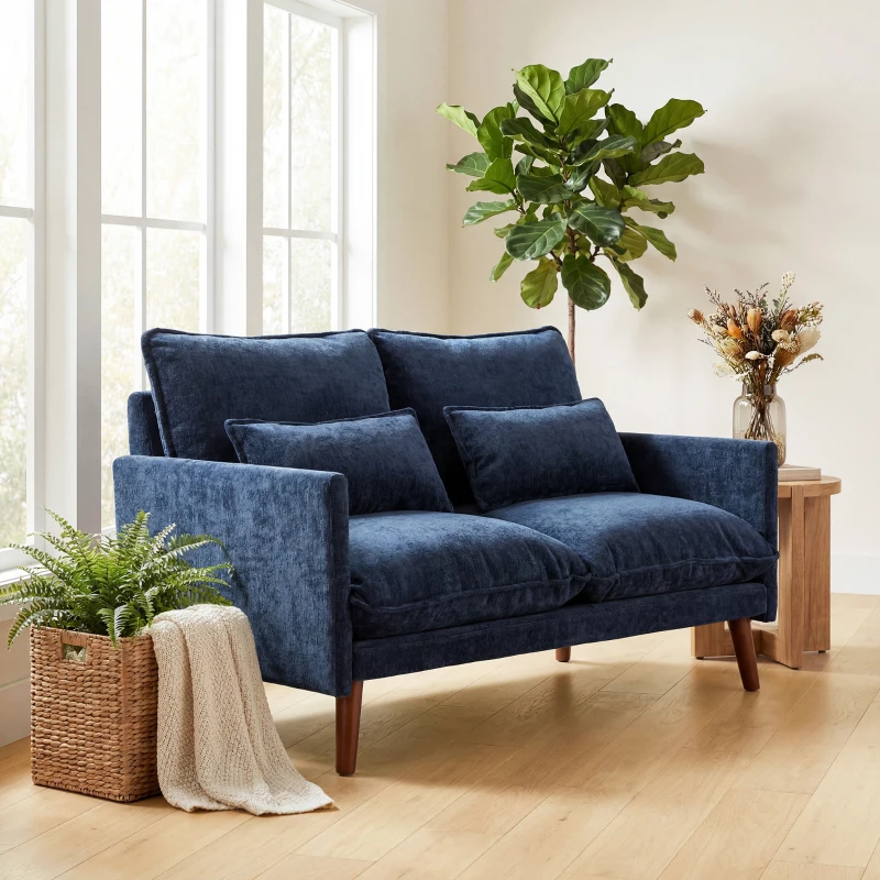 jZa44119e452d9958.jpg HOMCOM 2 Seater Loveseat Sofa – Blue Sofa with Spring Cushions - Image 1