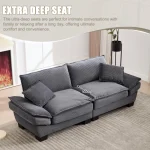 Oversized Two-Seater Sofa – Modern Deep-Seated Modular Daybed, Dark Gray - Image 6