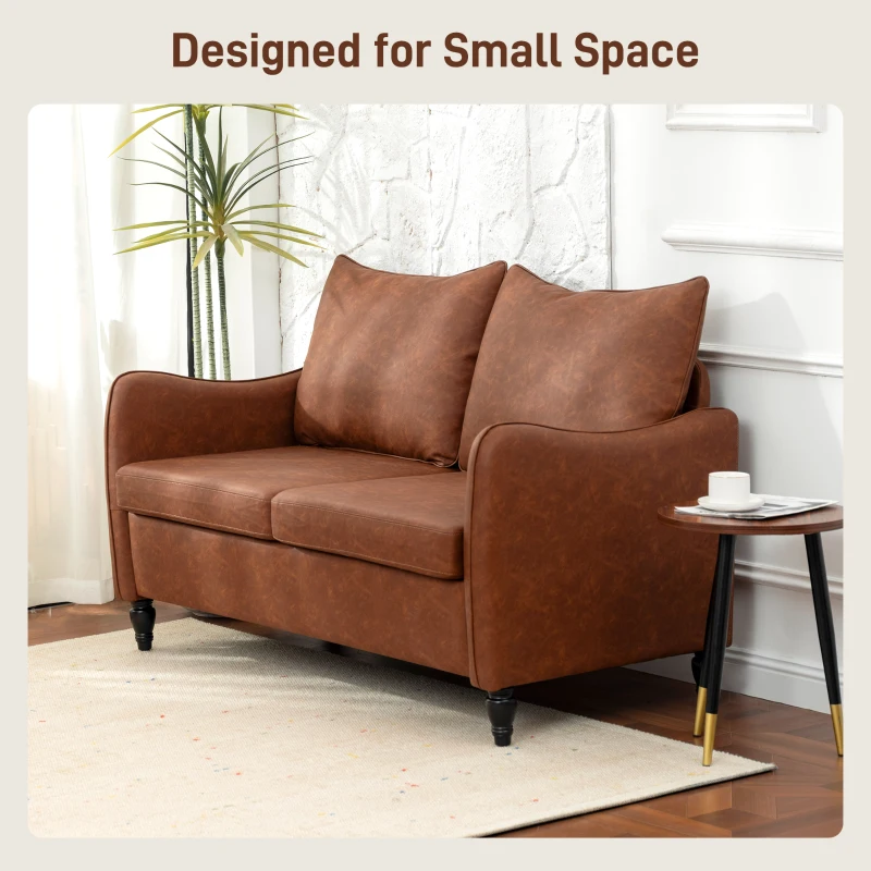 ktB75c1a01b1397bd.jpg HOMCOM Faux Leather Marble-Effect Two-Seater Sofa - Brown - Image 1
