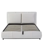 Upholstered Double Bed with Hydraulic Storage & Headboard – Beige Full-Size Bed, 210 x 159 x 90 cm - Image 10