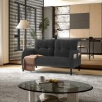 Modern 2 Seater Corduroy Sofa with Side Storage Pockets – Gray