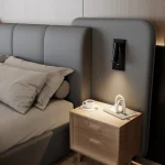 Upholstered Double Bed with Charging Port & LED Lighting – Grey Full-Size Bed - Image 6