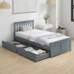 HOMCOM Single Wooden Storage Bed with Drawers