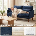 HOMCOM 2 Seater Loveseat Sofa – Blue Sofa with Spring Cushions - Image 6