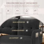 Modern 2 Seater Corduroy Sofa with Side Storage Pockets – Gray - Image 5