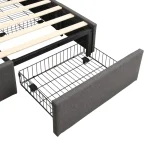 Grey Upholstered Bed Frame with 4 Storage Drawers - Image 9