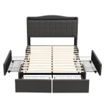 Grey Upholstered Bed Frame with 4 Storage Drawers - Image 10