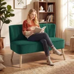 HOMCOM 117cm Loveseat Sofa – Small 2 Seater Sofa, Dark Green - Image 5