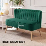 HOMCOM 117cm Loveseat Sofa – Small 2 Seater Sofa, Dark Green - Image 3