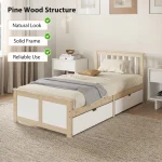 HOMCOM Single Pine Storage Bed with Drawers - Natural - Image 9