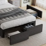 Grey Upholstered Bed Frame with 4 Storage Drawers - Image 12