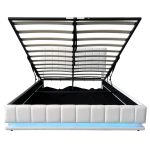 5ft Upholstered King Bed with Hydraulic Storage, RGB LED Lighting & Adjustable Headboard – Cream White, 203 x 157 x 111 cm - Image 10