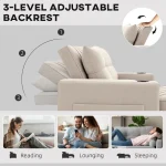 HOMCOM Two-Seater Pull-Out Sofa Bed - Beige - Image 11