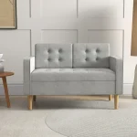 HOMCOM 2 Seater Storage Sofa Light Grey Fabric Couch