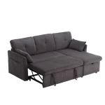 Charcoal Grey 3-in-1 Sectional Sleeper Sofa with Storage Chaise - Image 2