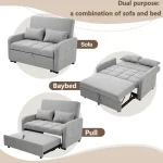 Multifunctional Folding Sofa Bed with Adjustable Backrest – Dark Grey - Image 3