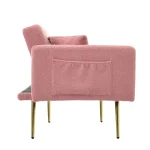 Convertible Sofa Bed with Adjustable Backrest – Pink Sherpa Sleeper Sofa - Image 11