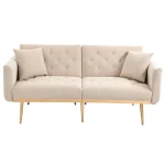 Modern 2-Seater Sofa with Adjustable Backrest – Beige Loveseat - Image 2