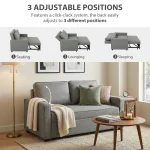 HOMCOM Double Sofa Bed – Click Clack Adjustable Grey Sofa - Image 3