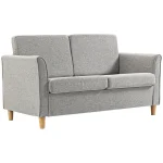 HOMCOM Light Grey Compact 2 Seater Loveseat Sofa - Image 2