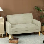 HOMCOM Two-Seater Velvet-Feel Sofa - Beige