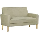 HOMCOM Two-Seater Velvet-Feel Sofa - Beige - Image 3