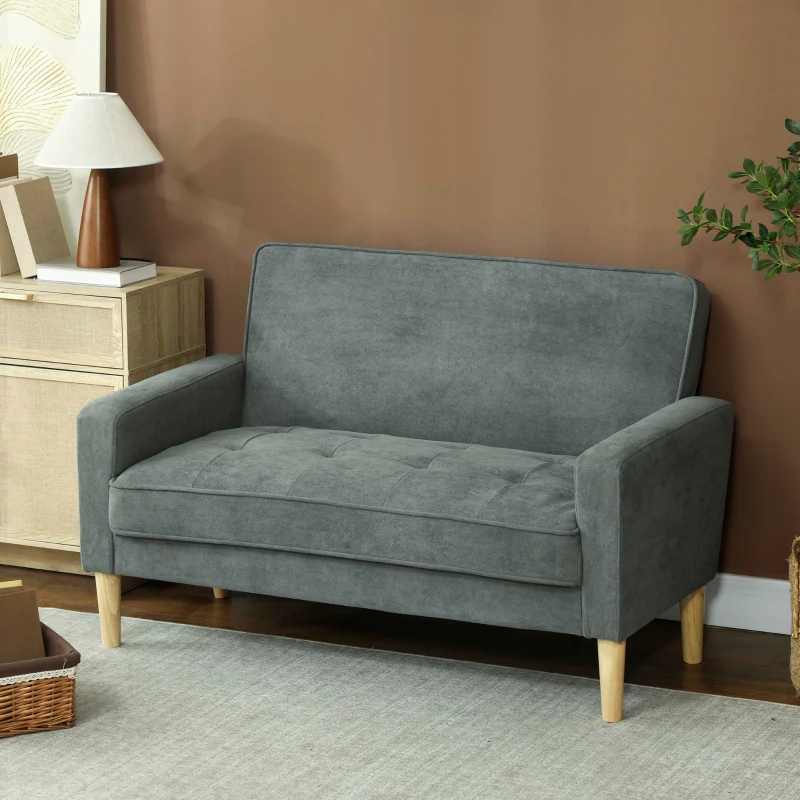 7sj1061a02bf23b4b.jpg HOMCOM Two-Seater Velvet-Feel Sofa - Grey - Image 1