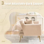 Modern 2-Seater Sofa with Adjustable Backrest – Beige Loveseat - Image 3