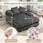 Oversized Chaise Longue Sofa with Memory Foam Seat – Dark Gray - Image 2