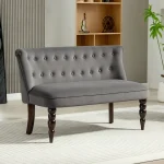 HOMCOM Charcoal Grey Velvet 2 Seater Sofa with Button Tufting