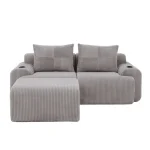 Modular 2-Seater Sofa with Plush Foam Seats & Built-In Cup Holder – Light Gray - Image 2