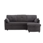 Charcoal Grey 3-in-1 Sectional Sleeper Sofa with Storage Chaise - Image 5