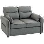 HOMCOM 2 Seater Sofa, Faux Leather Loveseat - Grey - Image 5