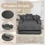 Oversized Chaise Longue Sofa with Memory Foam Seat – Dark Gray - Image 3