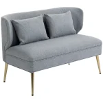 HOMCOM 2 Seater Sofa, Light Grey Linen-Look Fabric - Image 3