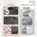 Oversized Chaise Longue Sofa with Memory Foam Seat – Dark Gray - Image 5