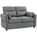 HOMCOM 2 Seater Sofa, Faux Leather Loveseat - Grey - Image 6
