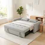 HOMCOM Three-Way Two-Seater Sofa Bed - Light Grey - Image 5