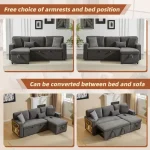 Dark Grey L-Shaped Corner Sofa Bed with Storage & USB Port - Image 4