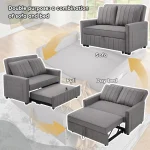 Dark Grey Multifunctional Folding Sofa Bed with Adjustable Backrest - Image 5