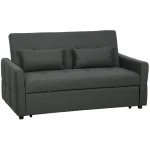 HOMCOM Three-Way Two-Seater Sofa Bed - Charcoal Grey - Image 8