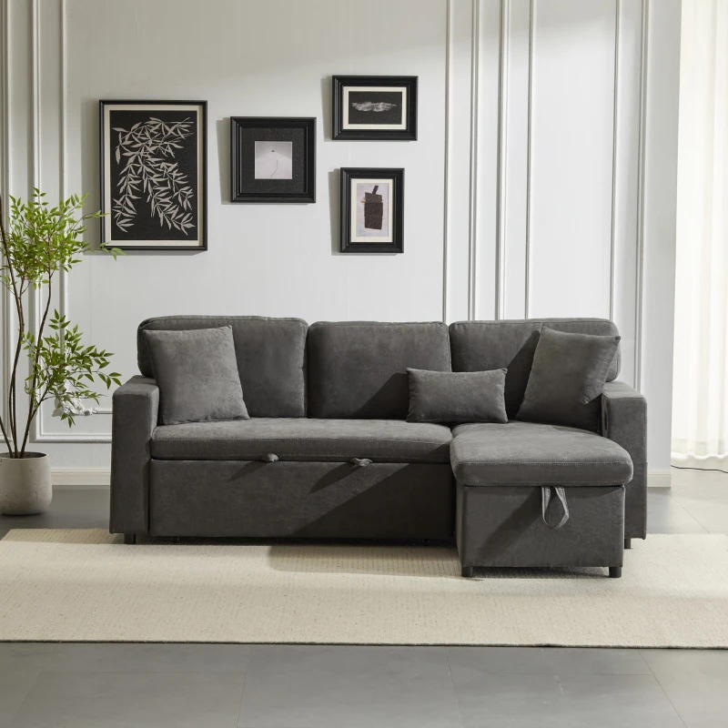 Lzs5491990423a182.jpg Dark Grey L-Shaped Corner Sofa Bed with Storage & USB Port - Image 1
