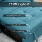 HOMCOM Loveseat Sofa Bed with 2 Pillows & Side Pockets – Blue - Image 8