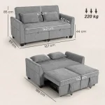 HOMCOM 2 Seater Sofa Bed – 4-in-1 L-Shaped Convertible Sleeper Sofa - Image 3