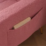 Convertible Sofa Bed with Adjustable Backrest – Pink Sherpa Sleeper Sofa - Image 8
