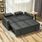 HOMCOM Three-Way Two-Seater Sofa Bed - Charcoal Grey - Image 11